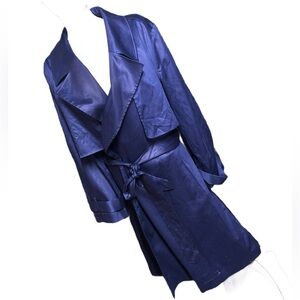 NWT $180 Elegant Blue belted Trench Coat